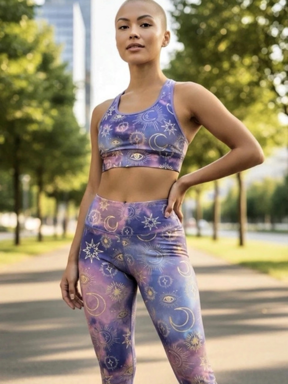 Victoria’s Secret Celestial Moon Stars Eye Yoga Pants And Bra Top Set S